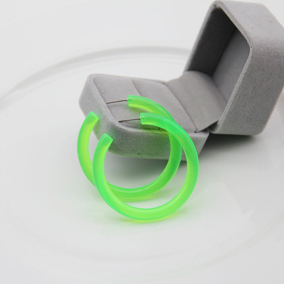 FishSheep Neon Big Acrylic Hoop Earrings For Women Punk Fluorescent Green Large Round Hoops Earring Party Jewelry