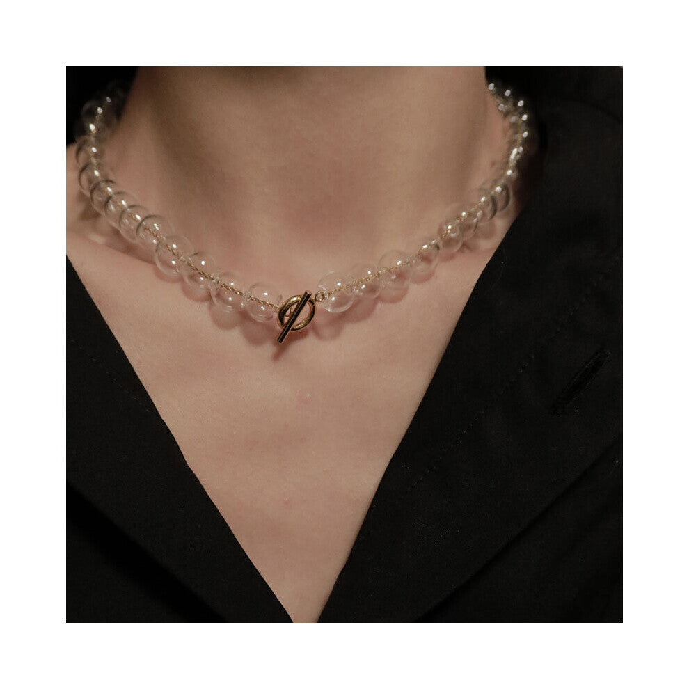 Unique Brief Style Transparent Hollow Long Glass Bubble Hoop Earrings For Women Glass Ball Earrings Girls