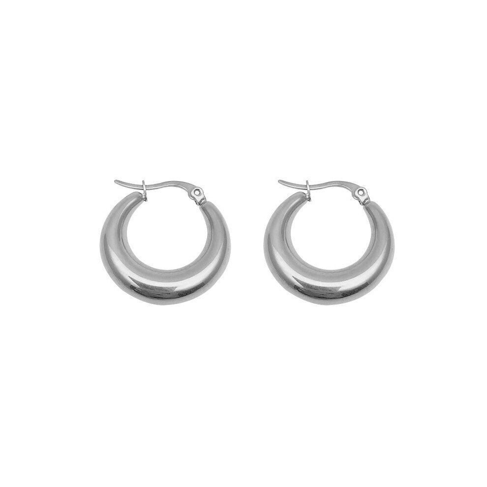 Silver Creative Smooth Surface Oval Hoop Earrings Women Glossy Personality Jewelry Accessories