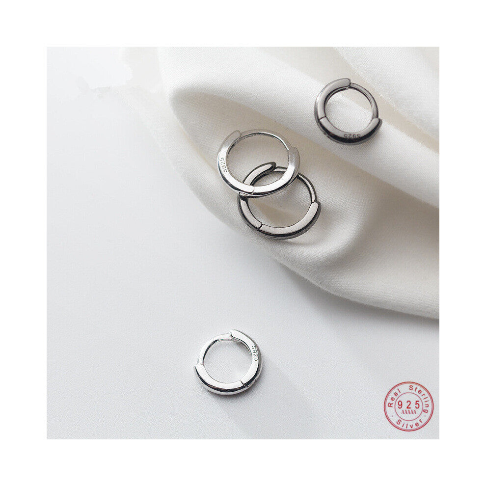 100% 925 Sterling Silver Glossy Short Hoop Earrings for Women Men Party Accessories Jewelry Gift