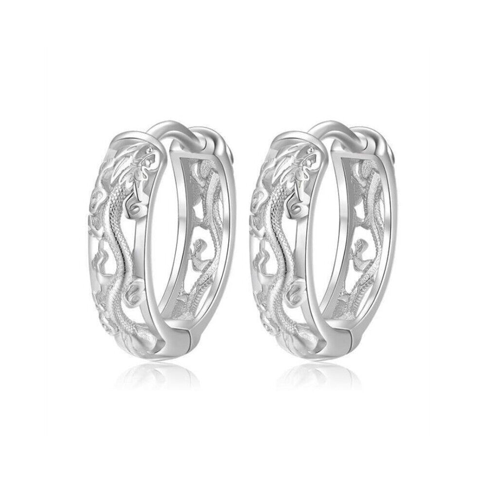 Vintage Punk Creative Hollow Dragon Hoops Jewelry 925 Sterling Silver Earrings For Men Party Accessories