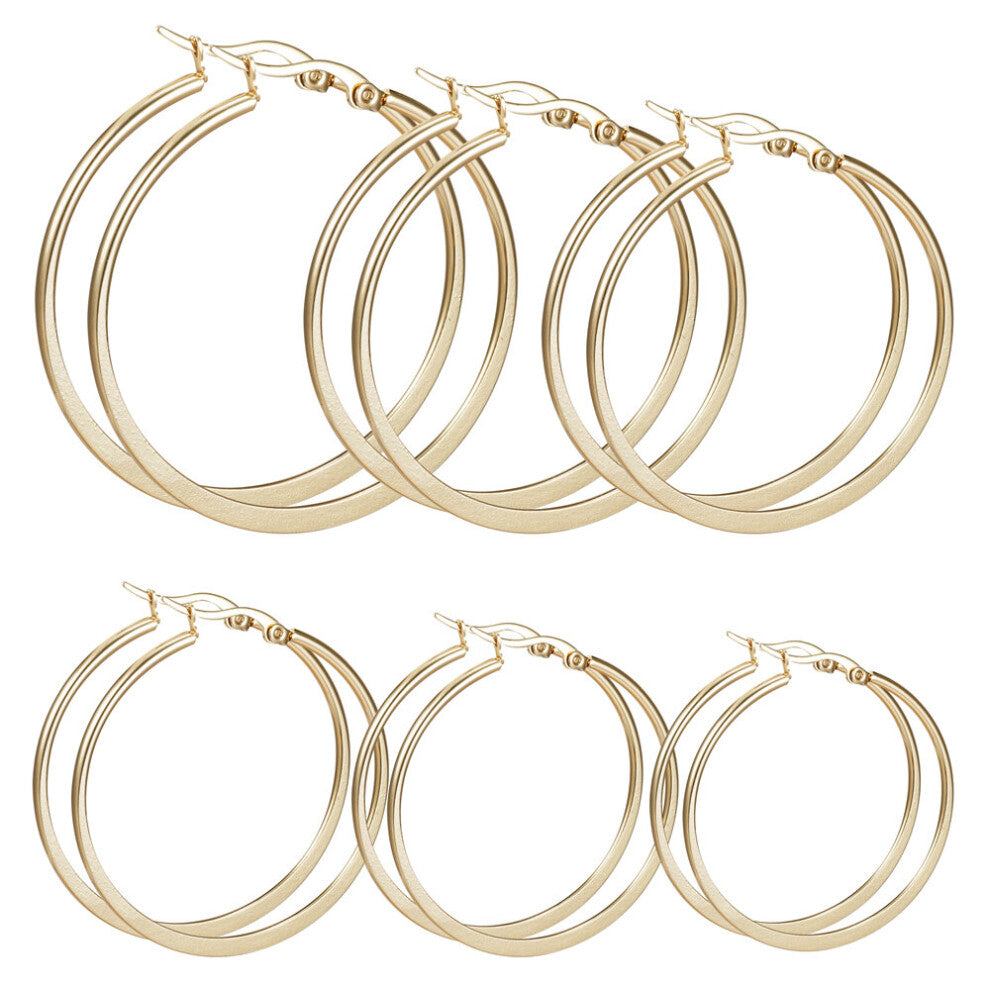 13-23-33-43-53-63 MM Stainless Steel Small-Big Hoops Earring Piercing Punk Rock Plated Circle Anti-allergic Ear Buckle