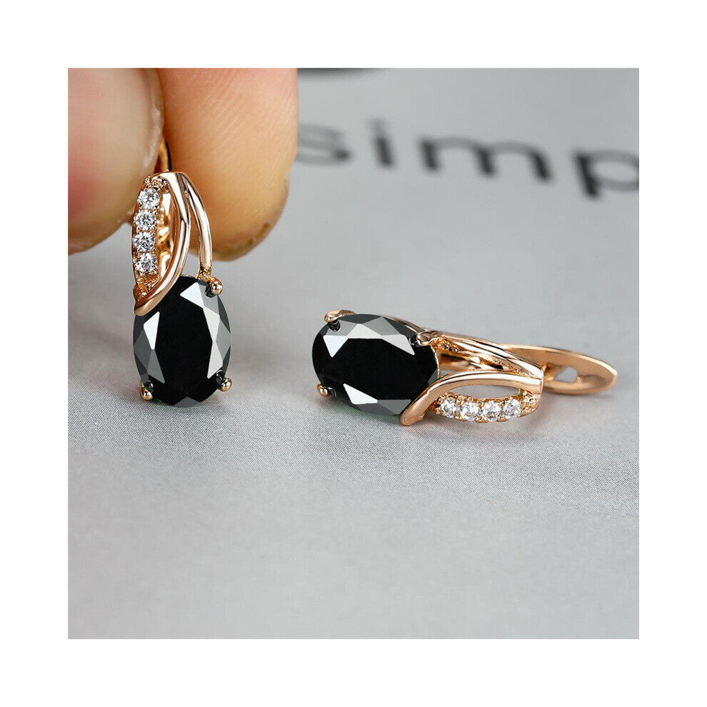 Champagne Zircon Oval Stone Earrings Rose Engagement Earrings Multicolor Crystal Hoop Earrings For Women Boho Jewelry