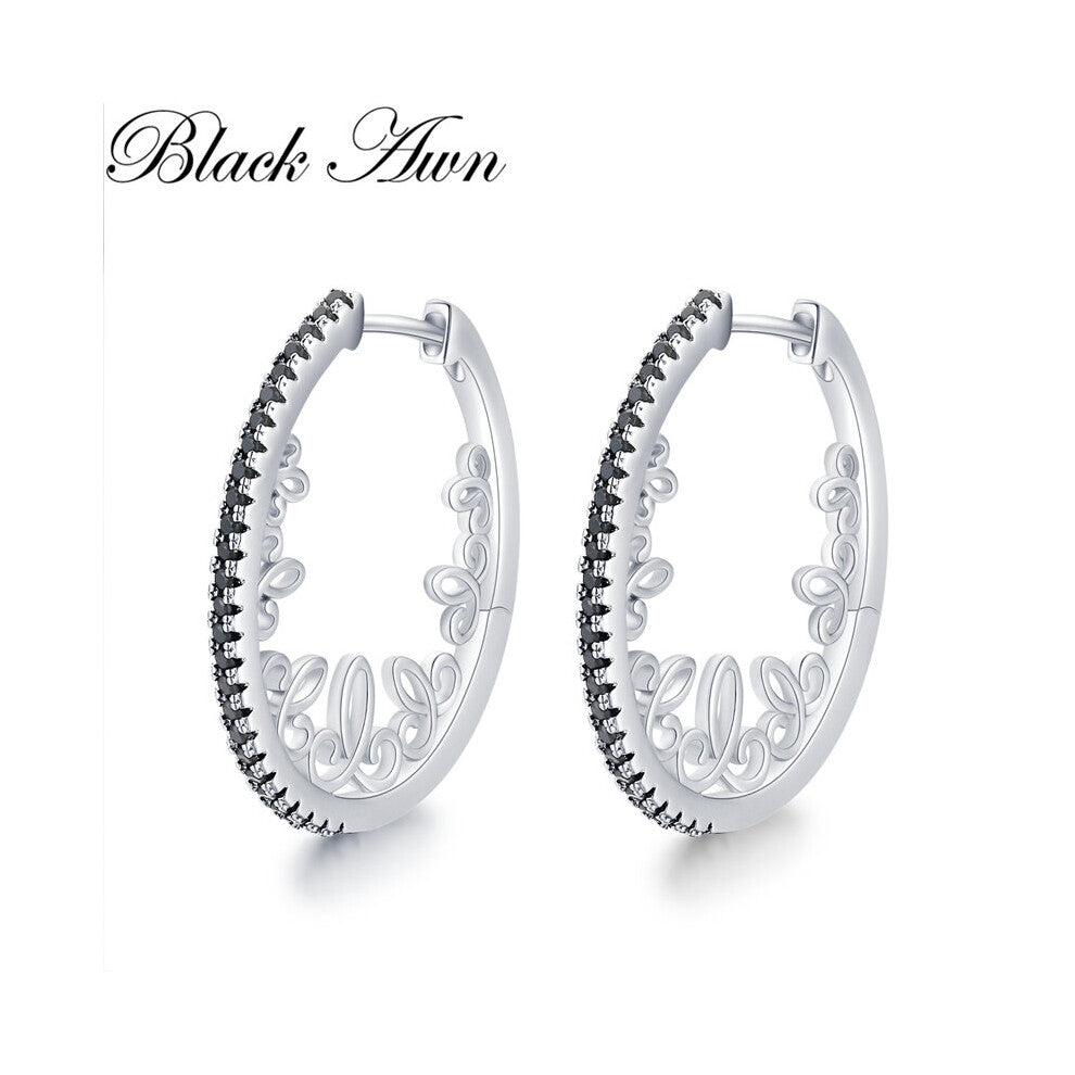 Awn2022 Oval Hoop Earrings for Women Classic Silver Spinel Engagement Jewelry I218