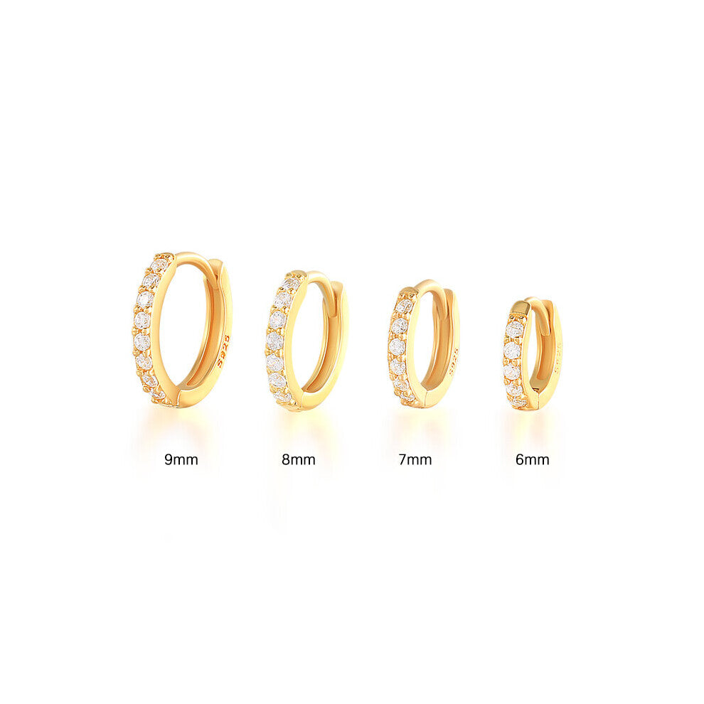 (Gold-color) Minimal Glossy 925 Silver Hoop Earrings Cartilage Earrings Piercing Accessory Small Huggie Female Hoops