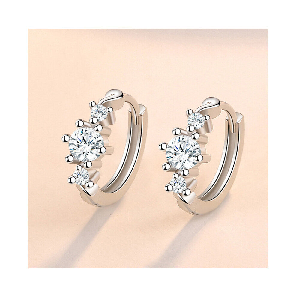 925 Sterling Silver Crystal Circle Earring For Women Making Jewelry Gift Wedding Party Engagement