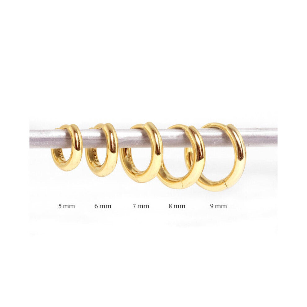 (Rhodium Plated) Classic Earrings For Women 925 Sterling Silver Piercing Earrings Hoops 5mm-9mm Pendientes Plata Jewelry