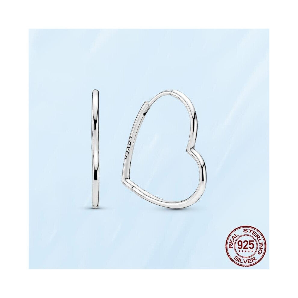 925 Silver Pave U Shape Heart Earring Hoop Earrings For Women Wedding Engagement For Girlfriend Wife Birthday Gift