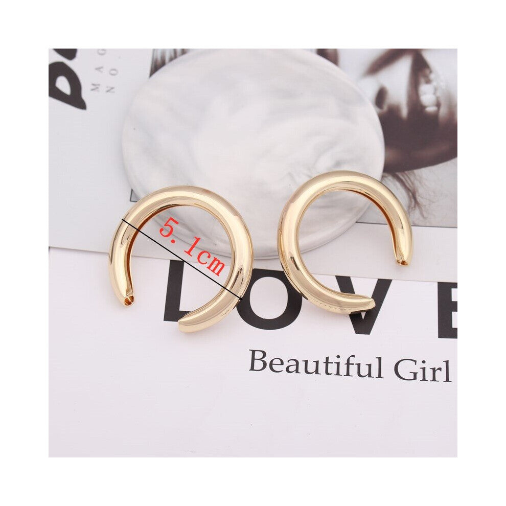 Aros Hoop Earrings for Women Glossy Big Circle Empty Tube Metal Pendant Loop Brincos Exaggerated Jewelry Gift