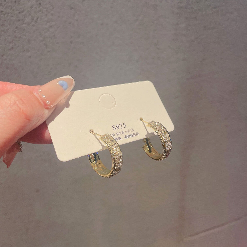 Female Jewelry for Women Crystal Hoop Earrings for Women Engagement Wedding Earrings Anniversary Gift Jewelry