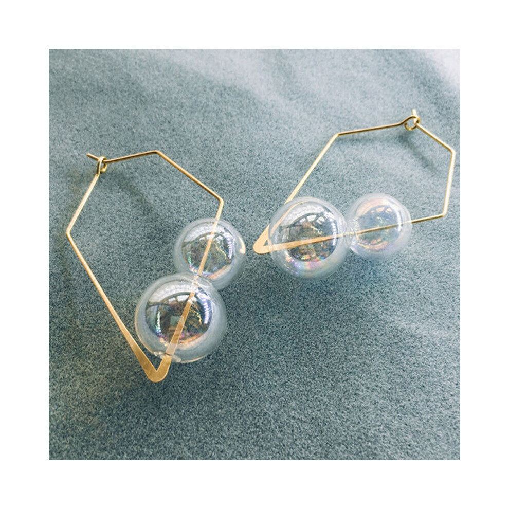 Fancy Hand Blown Bubble Hoop Earrings For Women Vintage Unique Colorful Glass Ball Earrings Clear Earrings
