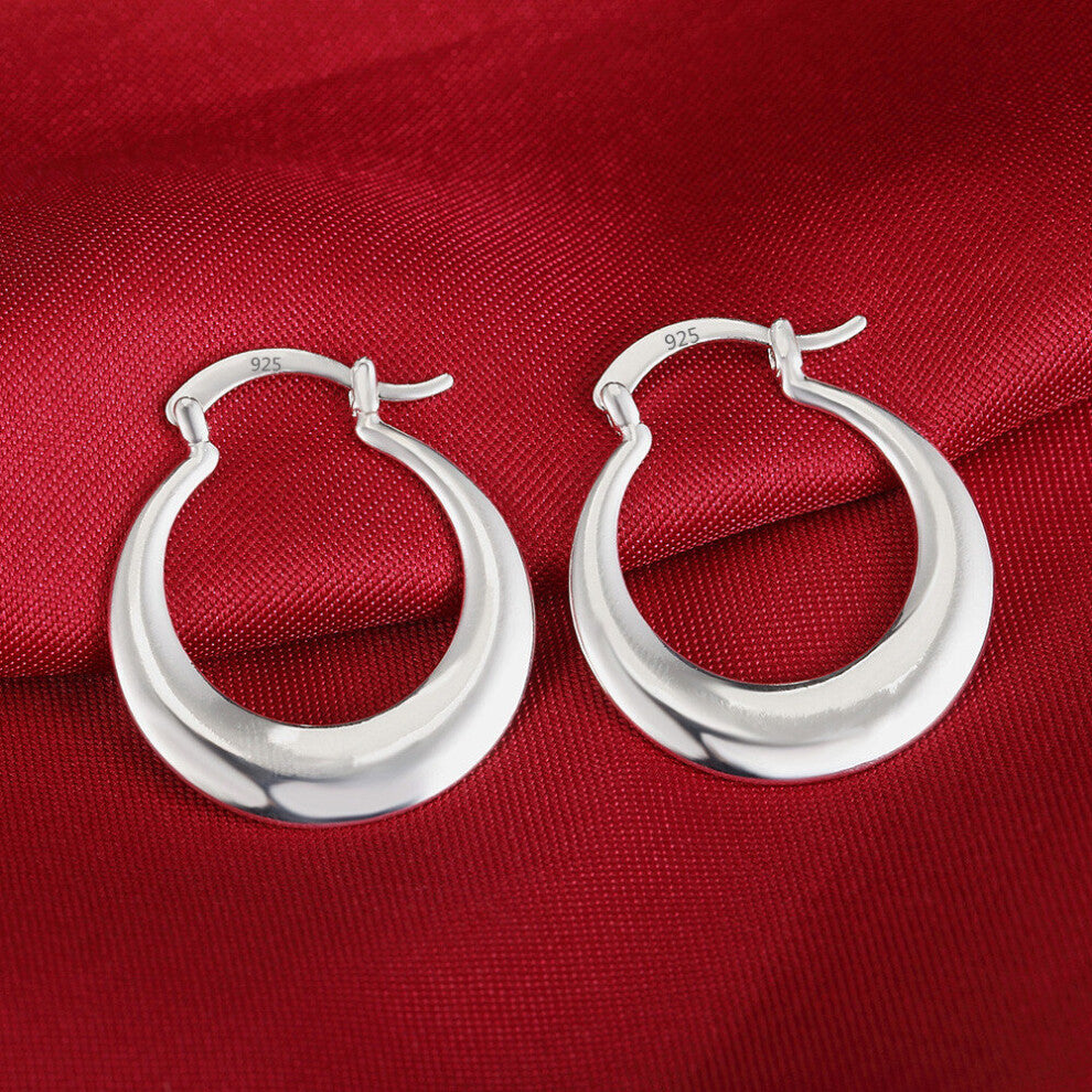 3cm 925 Stamp Silver Earrings round big hoop Women Creativity Crescent Earrings Engagement Jewelry