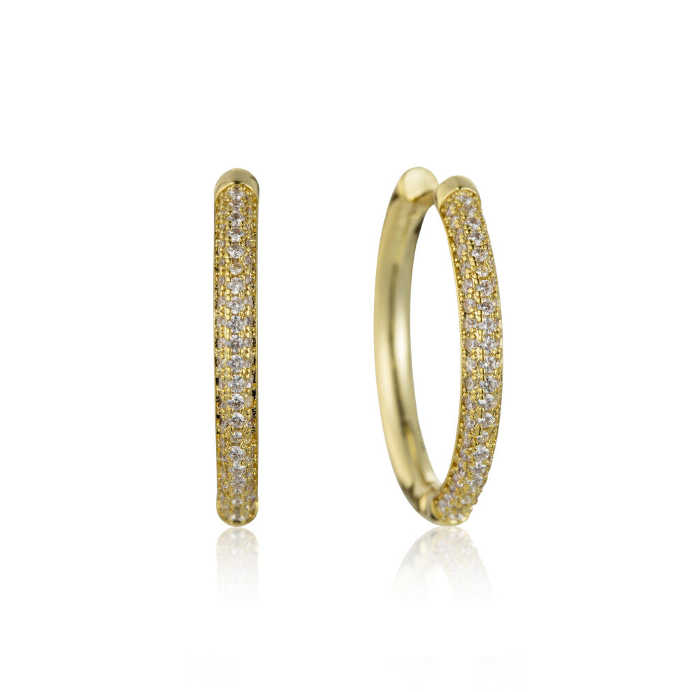 SIPENGJEL Zircon Plated Hoop Earrings For Women Circle Metallic Ear Hoops Cartilage Earrings Piercing Jewelry