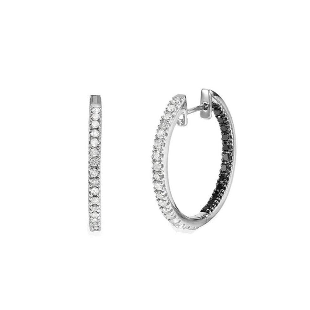 Awn Classic Round Spinel Engagement Hoop Earrings for Women Fine Jewelry I189