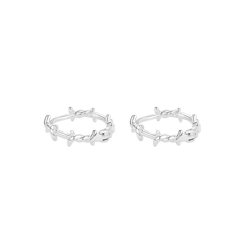 Silver Thorns Hoops Earrings For Women Girl Jewelry Party Wedding ??????? ???????