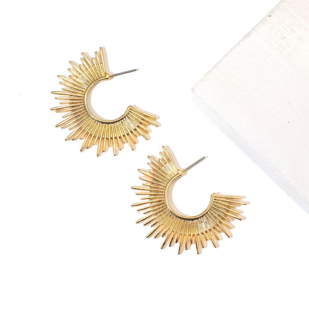 Punk Hyperbole Irregular Metal Hoop Earrings for Women Girl Geometric Fan Shape Earrings Hoops Brincos Bijoux