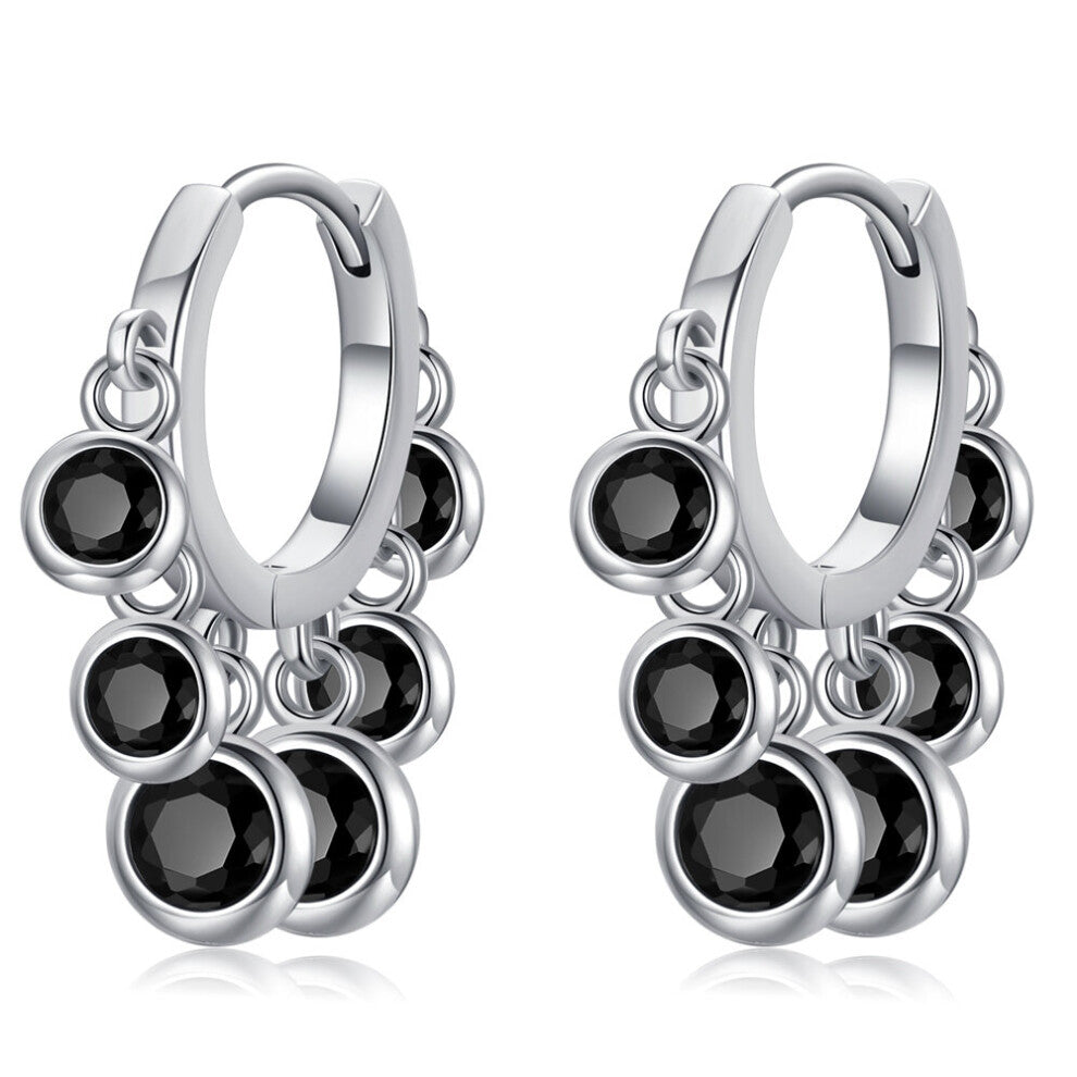 Awn Hoop Earrings for Women Classic Silver Spinel Engagement Jewelry I255