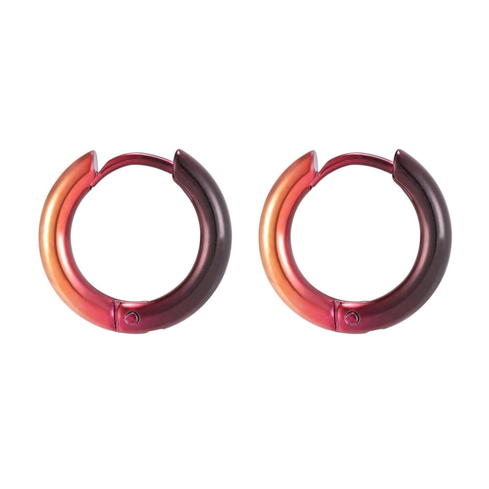 Rainbow Circle Earrings for Women Stainless Steel Hoop Earrings Punk Jewelry Hip Hop Ear Hoops Round Earring 2Pcs