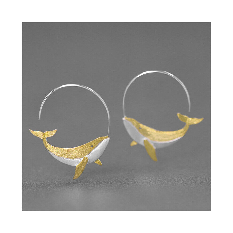 Sterling Silver Whale Hoop Earrings For Women Men Round Circle Earring Hoops Jewelry Bijoux