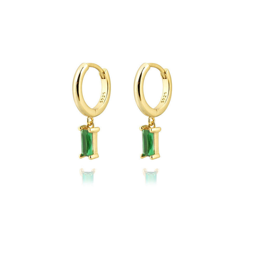 Green Zircon Enamel Small Hoop Earrings for Women Hoops Dangle Earrings Party Jewerly Accessories Pendientes