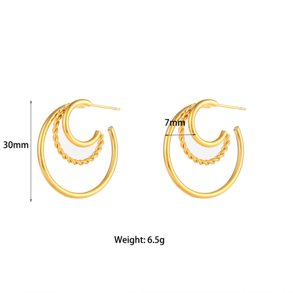 Whirl Circle Hollow Hoop Earring Creative Texture Plated Jewelry Ladies Elagant Hoops