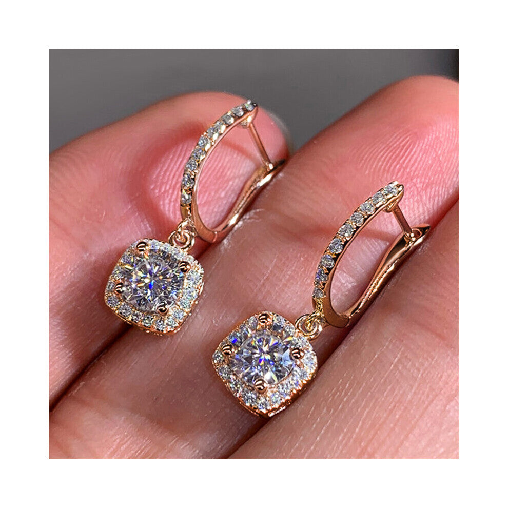 Square Shape Drop Earrings Brilliant Bridal Engagement Wedding Jewelry Female Dangle Earring Nice Gift