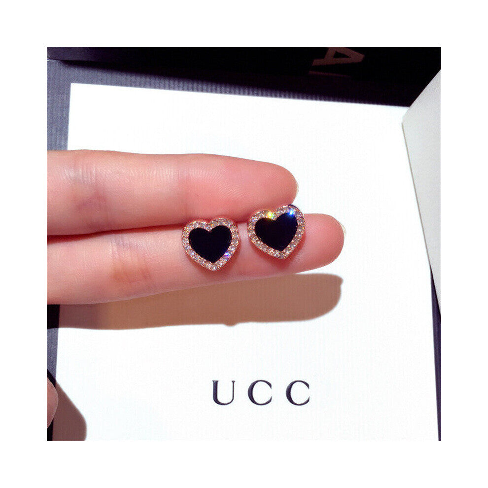 Engagement Enamel Heart Stud Earrings for Women Girls Rose Summer jewelry Earring Wedding Jewelry