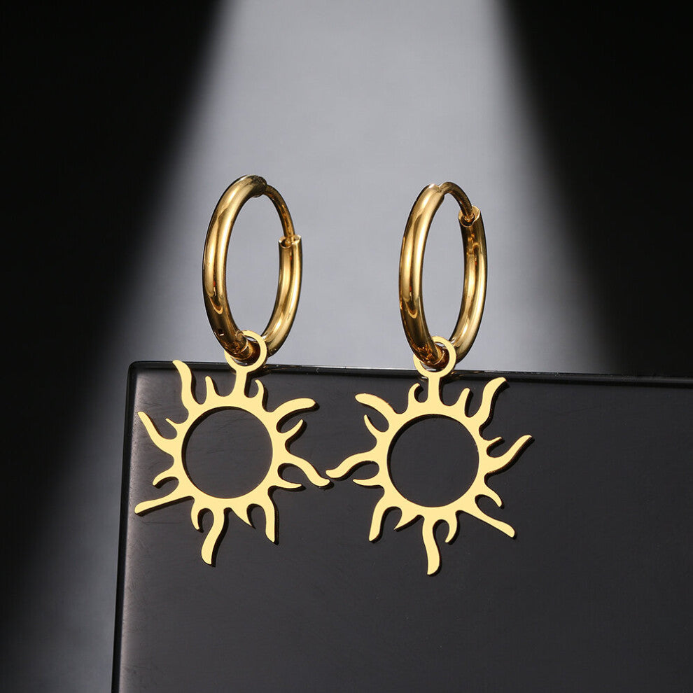 Stainless Steel Earrings Sun Totem Plated Hoops Earrings Charm Earrings For Women Jewelry Party