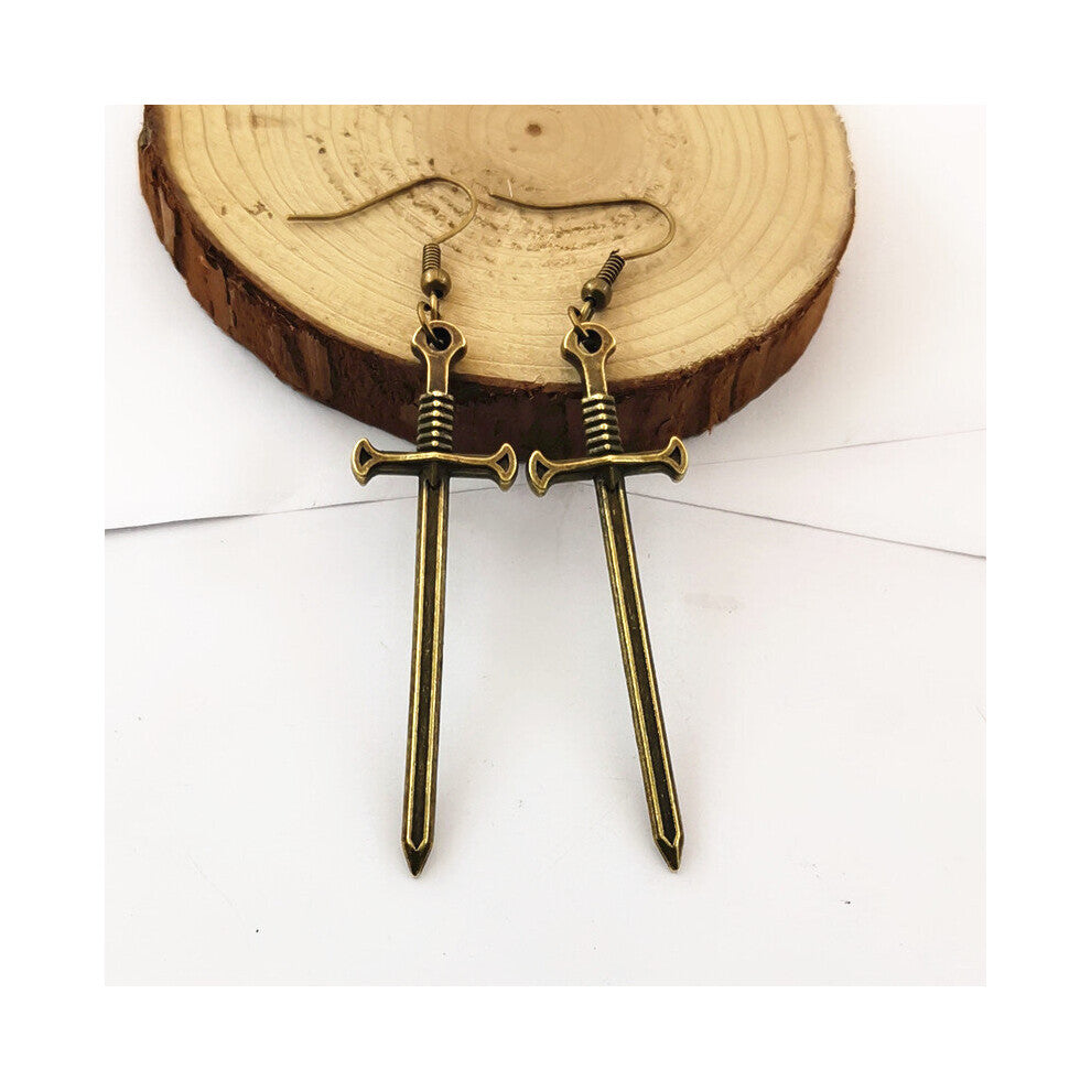 1Pair Vintage Sword Earrings Female Punk Ear Hoops For Womens Jewelry Long Unique Earring