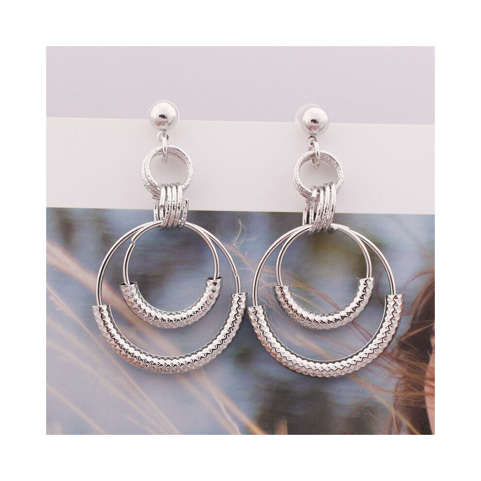 European American Exaggerate Big Round Swing Earrings For Women Geometric Tassel Long Drop Brincos Jewelry Gift