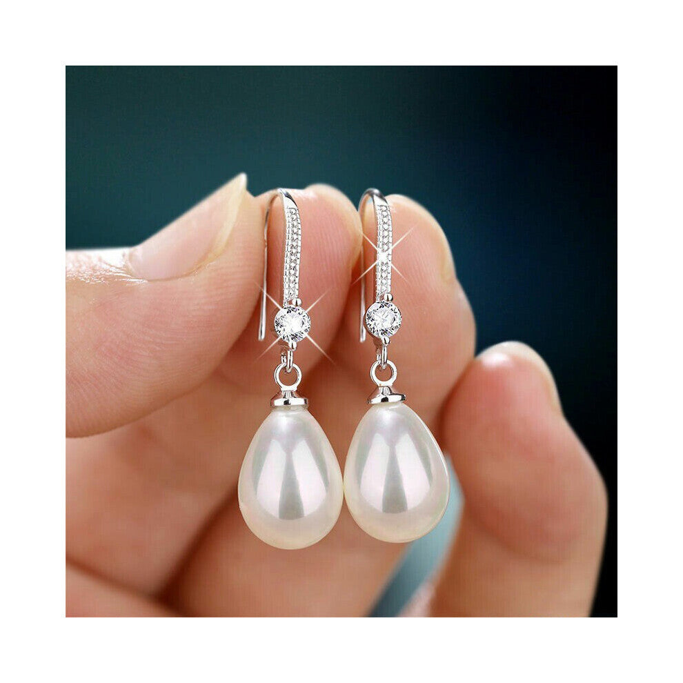 and Water Drop Pearl Dangle Earrings for Women Engagement Wedding Party Jewelry Earrings