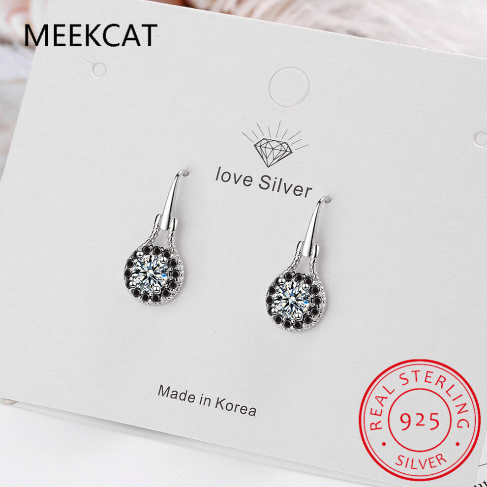 925 Sterling Silver Earrings Fine Jewelry Flower Spinel Engagement Dangle Earrings Brincos de Prata for Women