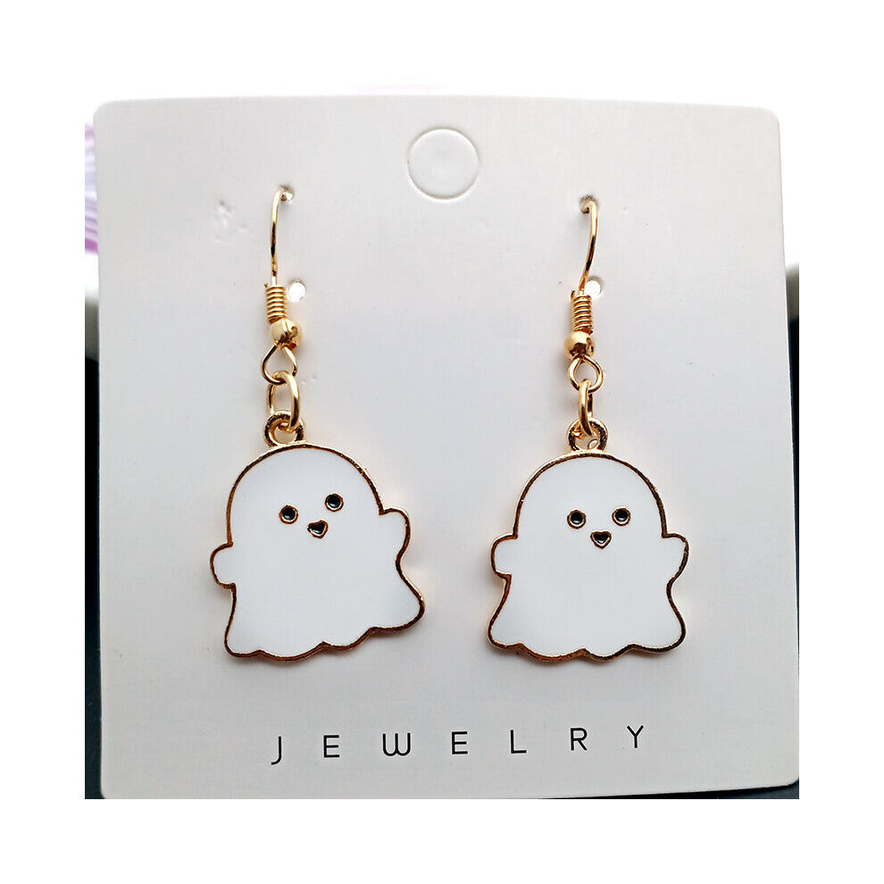Metal Little Ghost Dangle Earrings for Women Candy-colored Halloween Elf Drop Earrings Colorful Earrings for Girls B-2