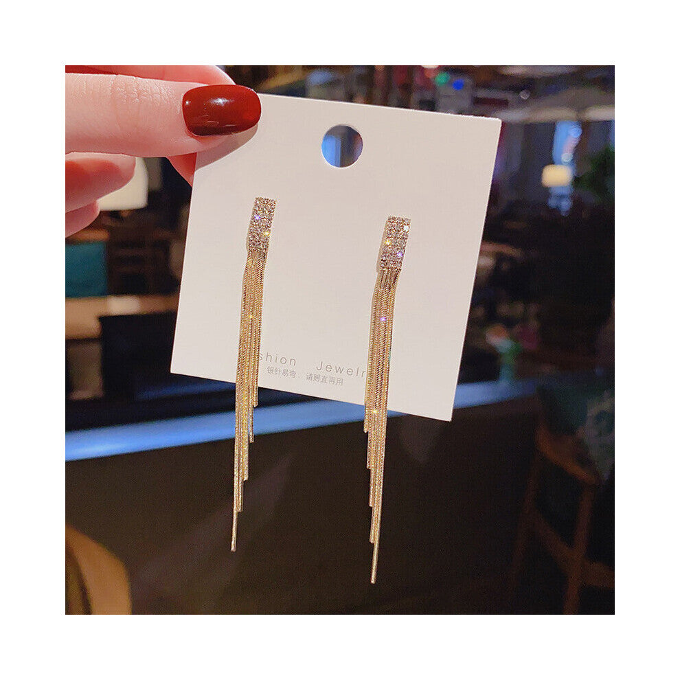 Vintage Bar Long Thread Tassel Drop Earrings for Women Glossy Arc Geometric Latest Jewelry Hanging Pendi