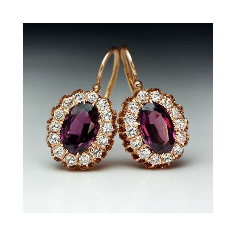 Red Crystal Zircon Stud Earrings for Women Wedding Bridal Princess Engagement Drop Earring Party Jewelry