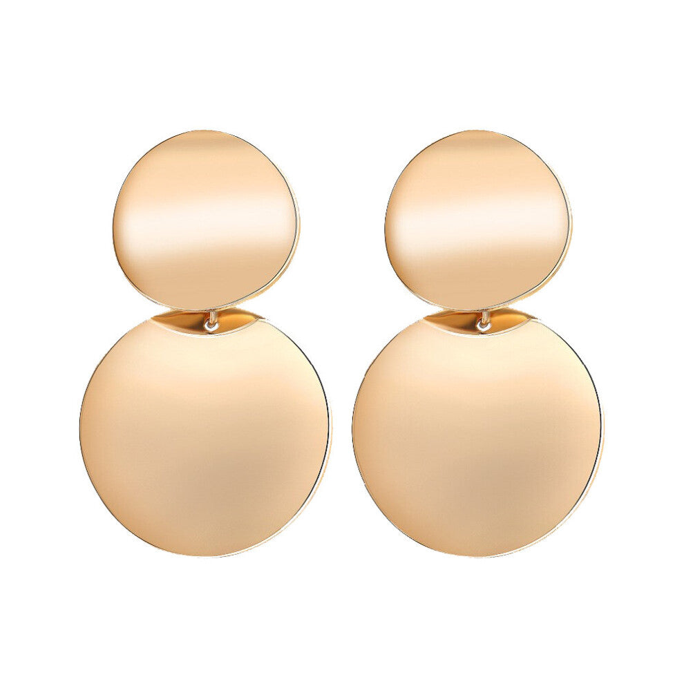 9 Colors Candy Double Round Metal Drop Earrings Charm Glossy Geometry Sequins Statement Brincos for Women Jewelry Gift