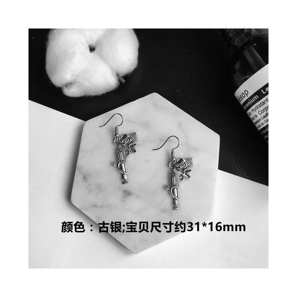 Punk Sliver Handcuffs Blade Gun Drop Earrings Creativity Jewelry Accessories Women Pistols