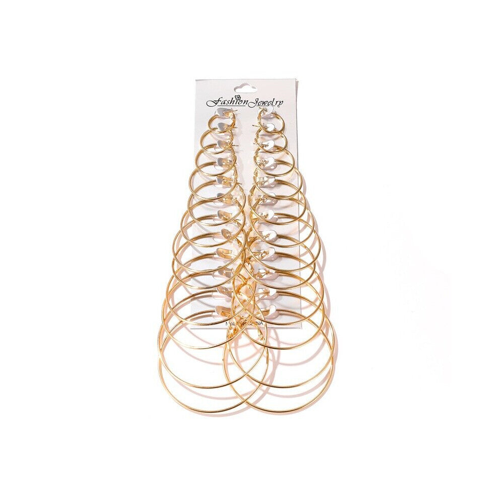 12 Pair Women Large Circle Hoop Earrings for Women Round Huggie Creole Earrings Set Vintage Hoops Ear Rings