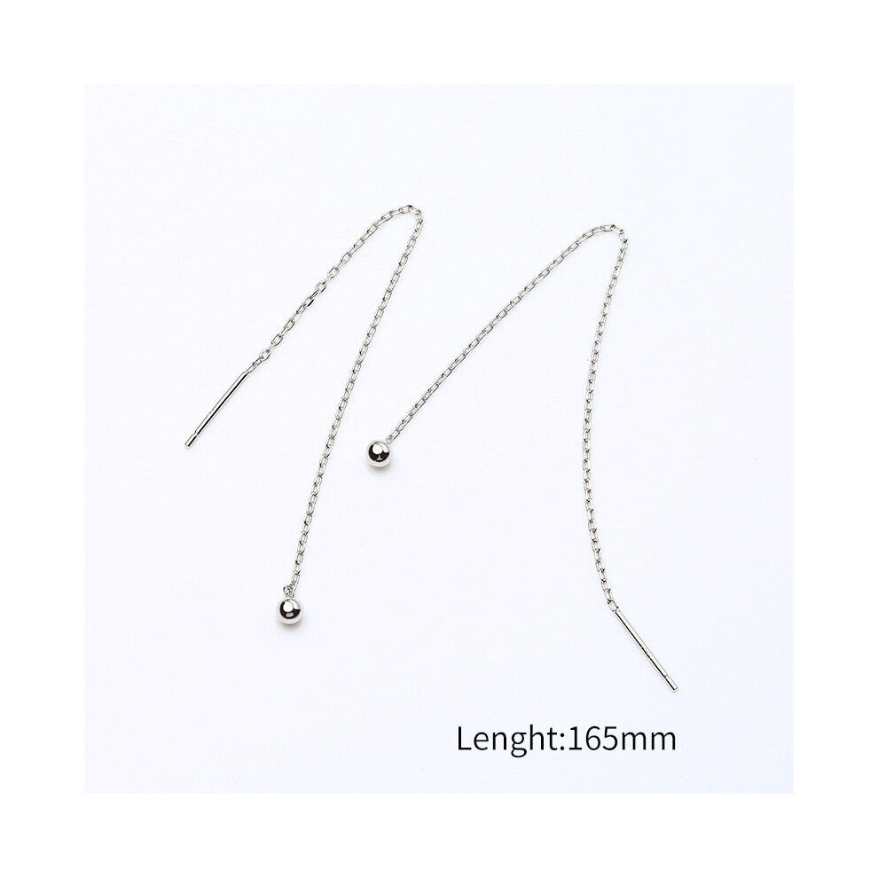 INZATT Minimalist 925 Sterling Silver Dangle Drop Earrings Fine Jewelry Glossy Bead Long Tassel Metal Chain Pendientes Gift