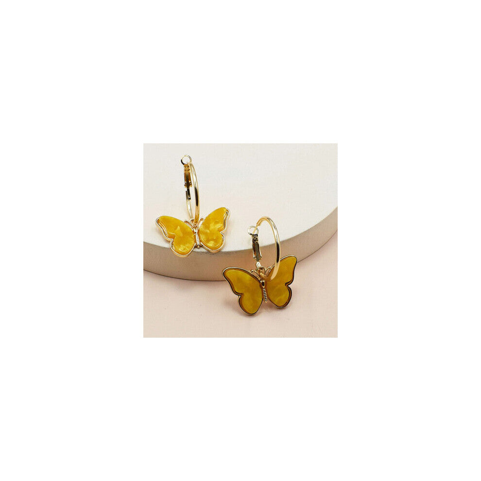Butterfly Earring For Women Colored Butterfly Unique Statement Jewelry Accessories Heavy Metal Hoops