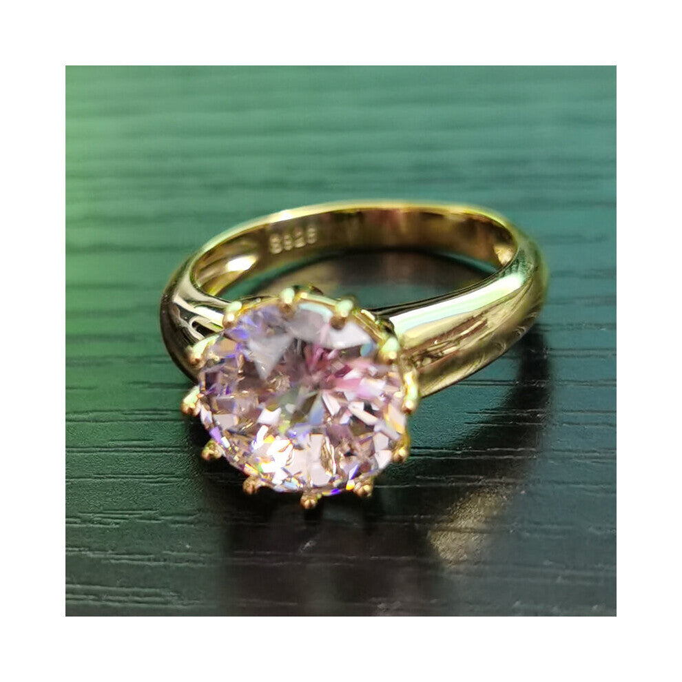 12MM Round Top Gemstone Women's Wedding Engagement Rings 925 Sterling Silver Jewelry Ring