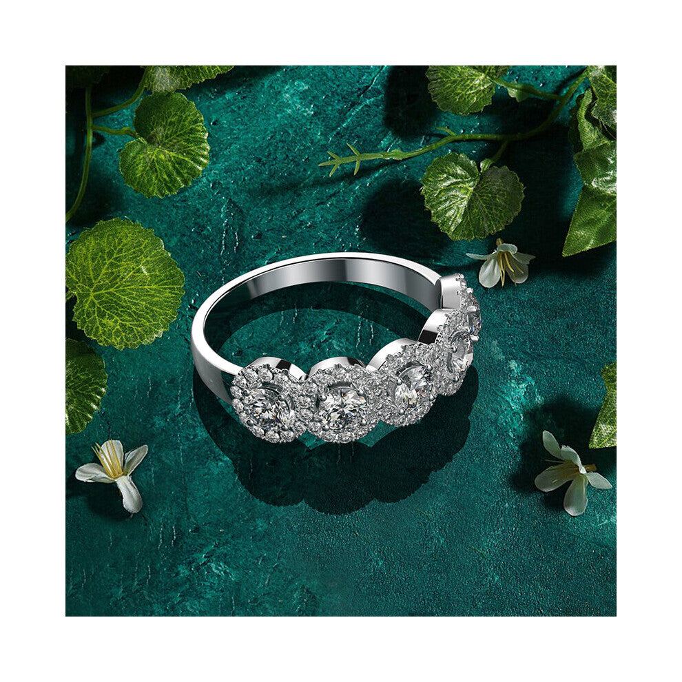 100% 925 Sterling Silver Created Moissanite Sapphire Gemstone Wedding Engagement Ring Party Fine Jewelry