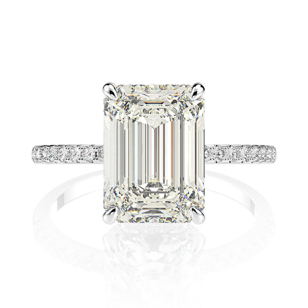 Wong Rain Classic 100% 925 Sterling Silver 8 * 11 MM Created Moissanite Gemstone Wedding Engagement Ring Fine Jewelry