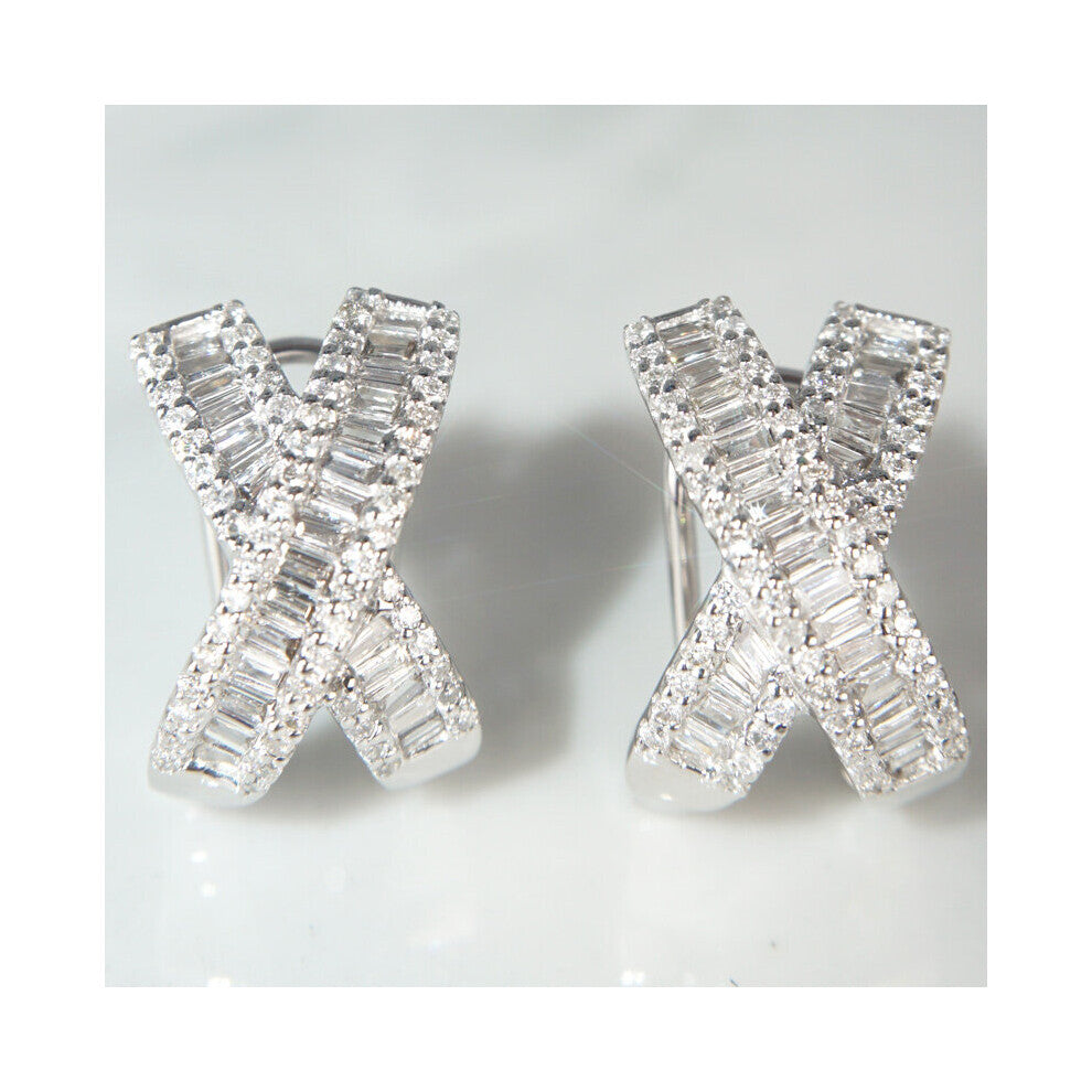 Across 14 Lab Diamond Stud Earring Real 925 sterling silver Engagement Wedding Earrings for Women Bridal Gemstones Jewelry