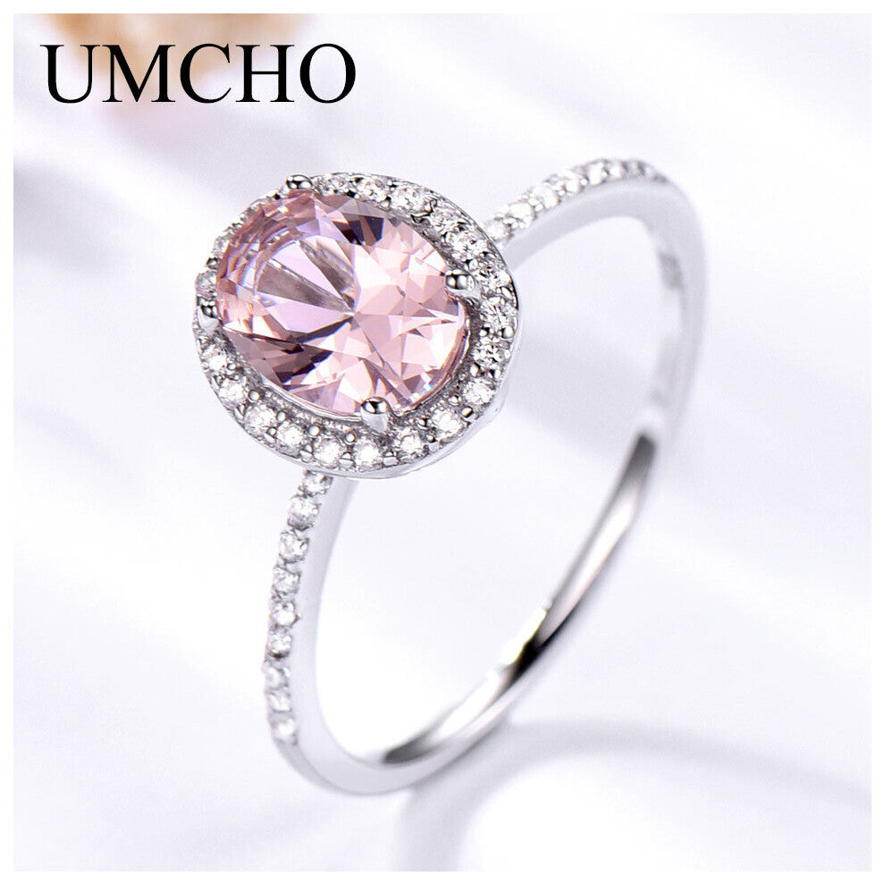 925 Sterling Silver Ring Oval Classic Pink Morganite Rings For Women Engagement Gemstone Wedding Band Fine Jewelry Gift