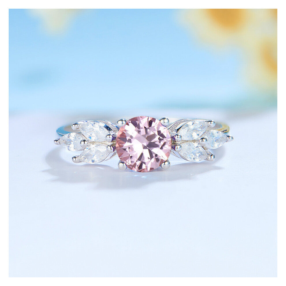 Kuololit 0.8CT Morganite Gemstone Ring for Women Real 925 Sterling Silver London Tanzanite Emerald Jewelry for Engagement