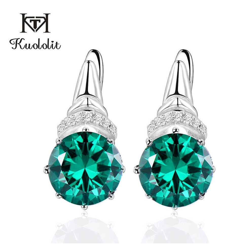 Kuololit Tanzanite Gemstone Clip Earrings for Women Solid 925 Sterling Silver Engagement Created Gemstone Earrings Fine Jewelry