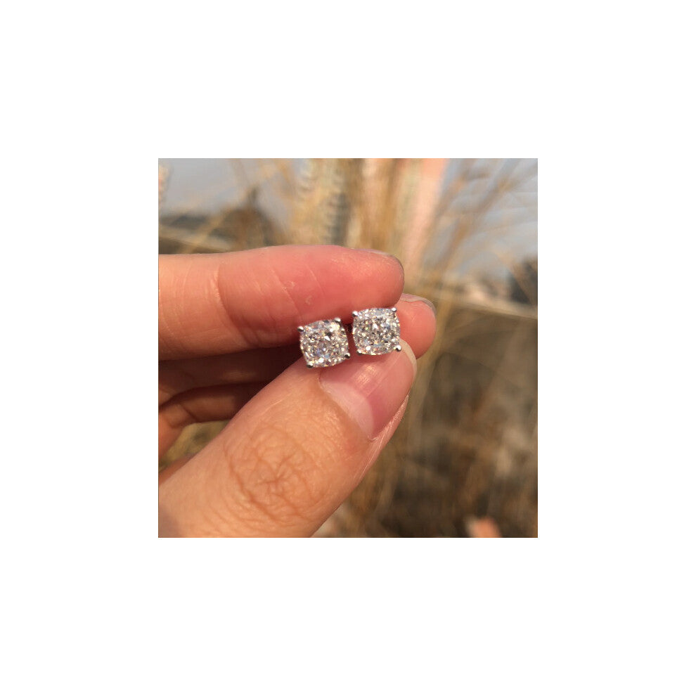 Wong Rain Classic 100% 925 Silver Created Moissanite Gemstone Wedding Engagement Ear Studs Earrings Fine Jewelry