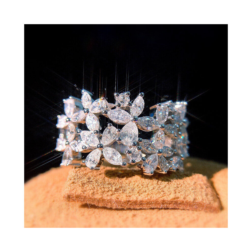 Flower Lab Diamond Ring 925 sterling silver Engagement Wedding band Rings for Women Bridal Gemstones Fine Party Jewelry