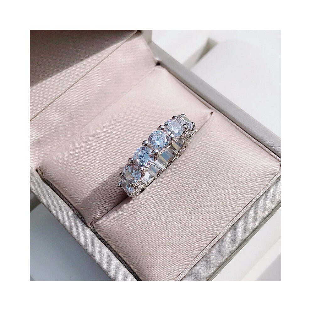 FFGems Classic 100% 925 Sterling Silver Round Cut Created Moissanite 5mm Diamonds Gemstone Engagement Couple Rings Fine Jewelry